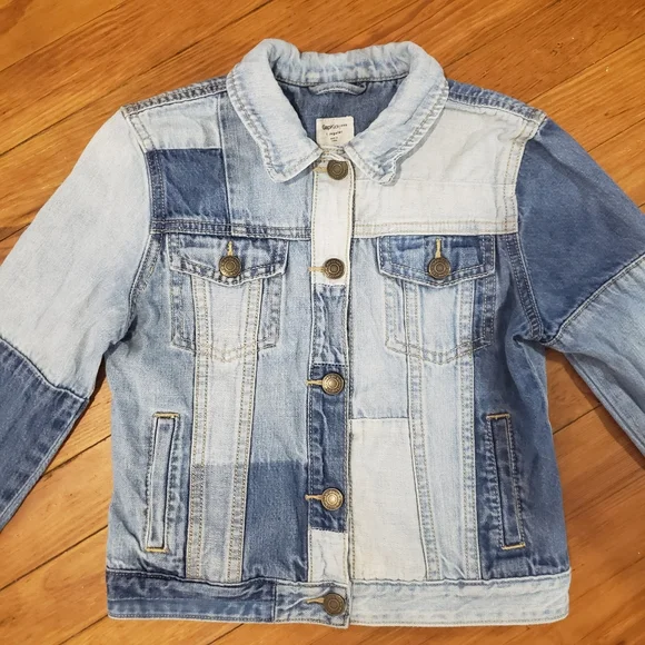 Gap Denim on Denim Patchwork Denim Jacket Button Up Little Kids L - Picture 3 of 11